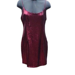 Pretty Little Thing Dark Red Sequin Bodycon Mini Dress Size 6